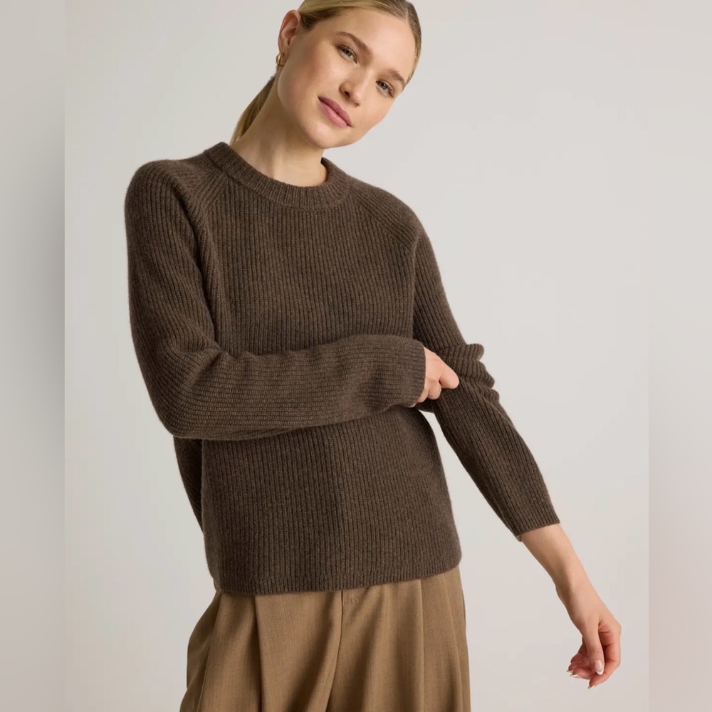 Quince Mongolian Cashmere Fisherman Crewneck Sweater